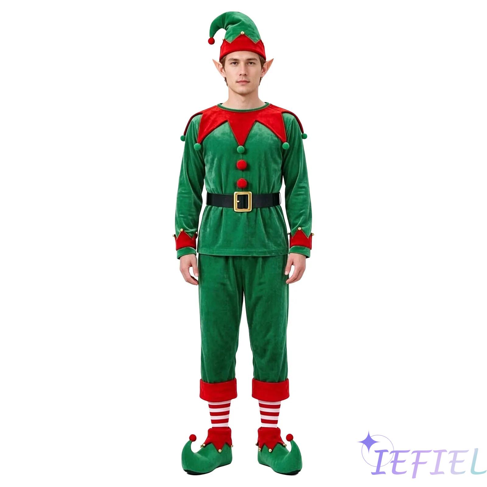 Women Shoes Xxl - Uniseks Noel Temalı Kadife Elf Kostümü,