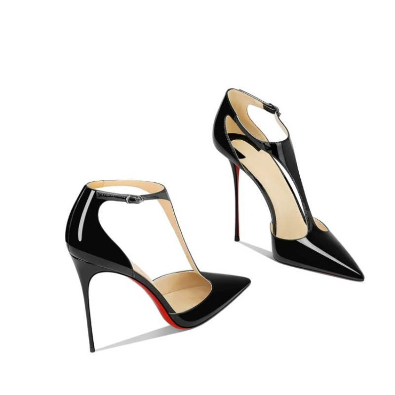 Women'S Shoes Quality - Siyah Rugan Sivri Stiletto Topuklu Ayakkabılar