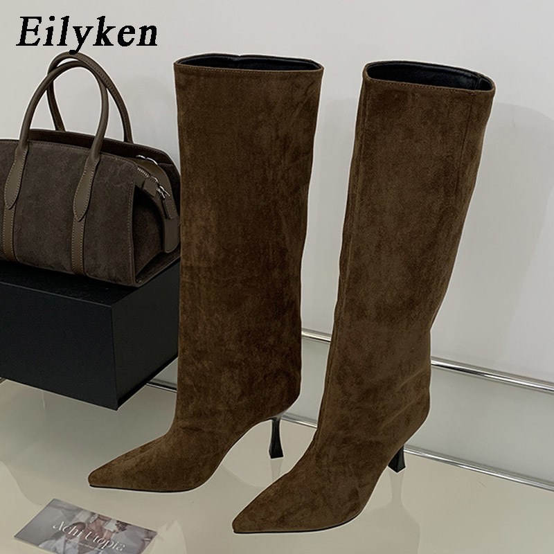 Knee High Boots Women - Eilyken Kışlık Retro Tasarımlı Sivri Burunlu