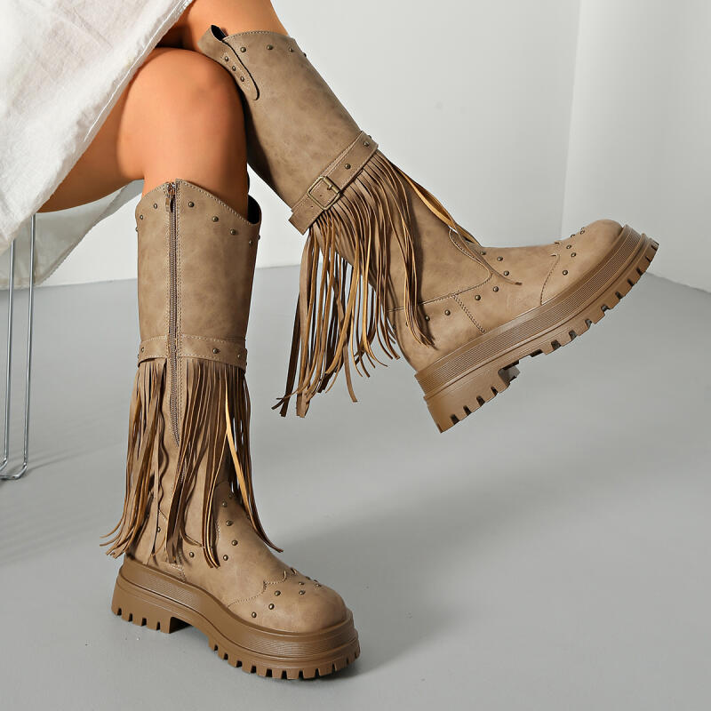 Vintage Püsküllü Süet Diz Üstü - Knee High Boots Women incelemesi ve fiyatı