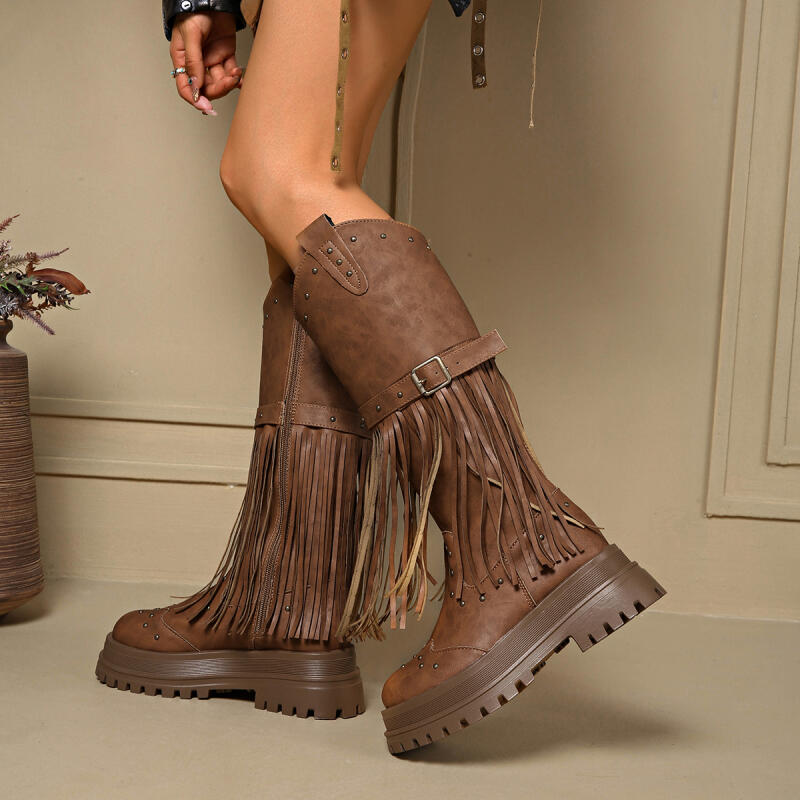 Vintage Püsküllü Süet Diz Üstü - Knee High Boots Women incelemesi ve fiyatı