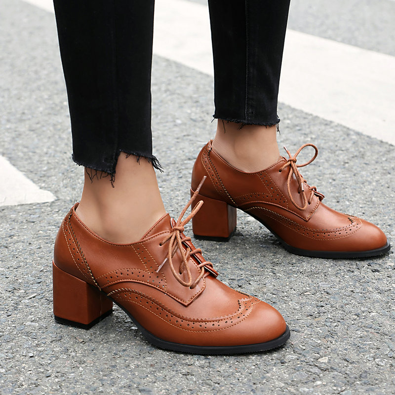 Artı Boyutu 36-48 Kahverengi S - Oxford Lace Up Women incelemesi ve fiyatı