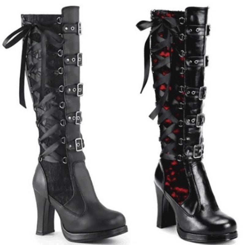 Punk Gotik Tarzı kadın Diz Yük - Knee High Boots Women incelemesi ve fiyatı